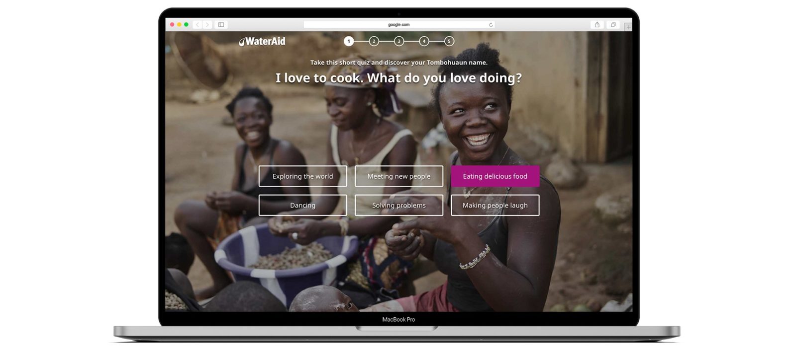 Mock-up image of WaterAid's name generator for winter campaign